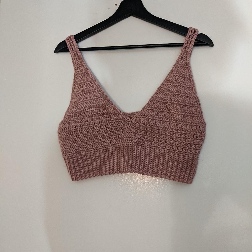 Pink Crochet Crop Top XL